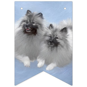 Bannière À Fanions Keeshond Paire de Kees Peinture Art animal origina