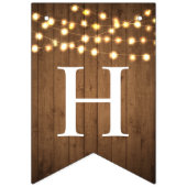 Bannière À Fanions La partie rustique allume la célébration en bois (Premier drapeau)