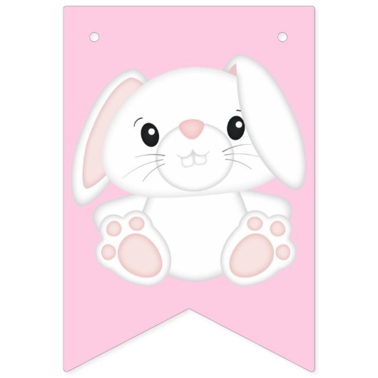 Bannière À Fanions Lapin Lapin Anniversaire Fête Rose (Premier drapeau)