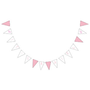 Bannière À Fanions Lapin rose c'est un baby shower de fille