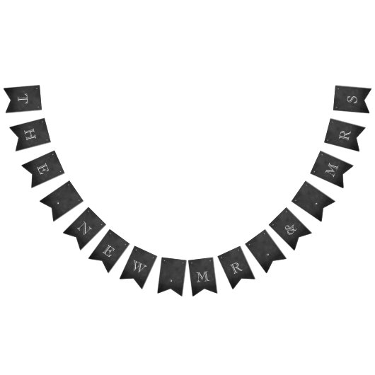 Bannière À Fanions Le nouveau Mariage M. & Mme Chalkboard (Tout)