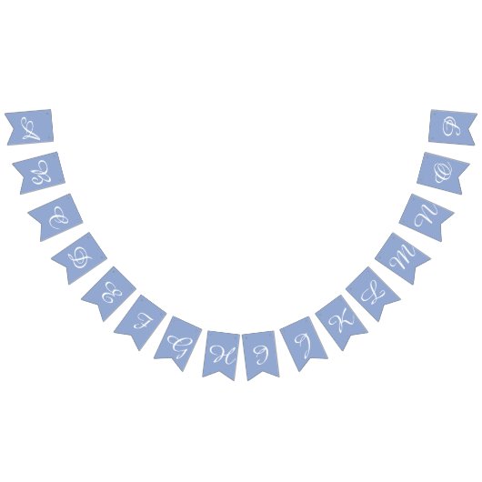 Bannière À Fanions Lettres Sérénité Bleu et Blanc Script Personnalisé (Tout)
