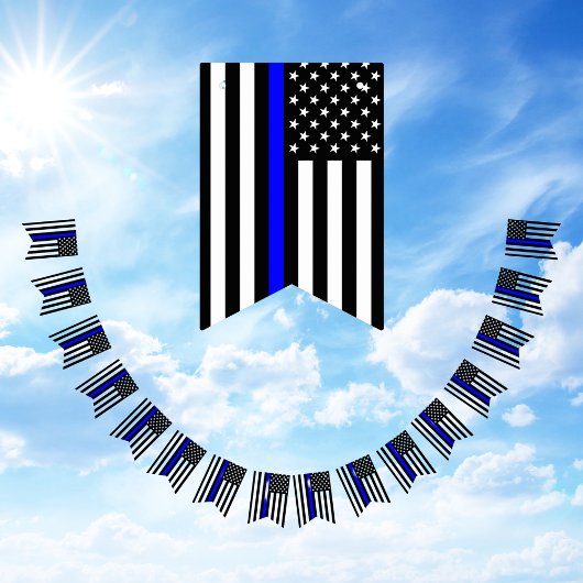 Bannière À Fanions Ligne Bleue Mince Américain