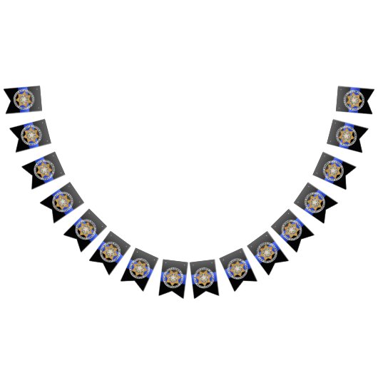 Bannière À Fanions Ligne Bleue Mince Police Police Badge de famille (Tout)