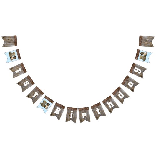 Bannière À Fanions Lil' Cowboy et Teddy Bear 1er anniversaire (Tout)