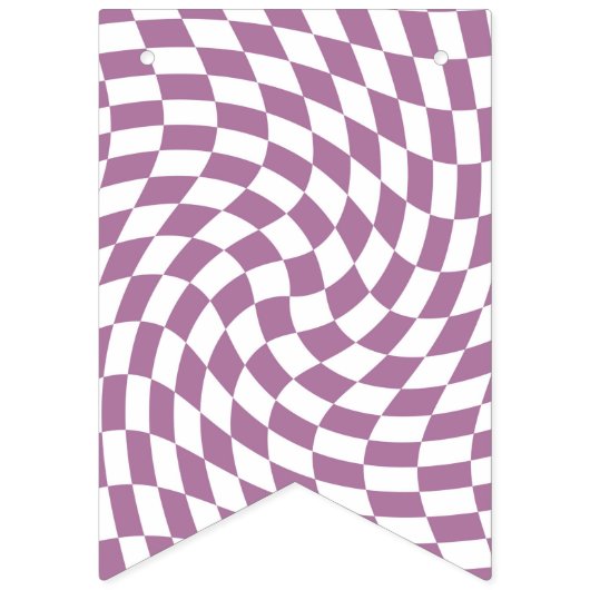 Bannière À Fanions Lilac Purple Mariage Collection Vérifier À damiers (Premier drapeau)