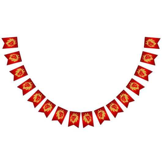 Bannière À Fanions Lion Avec Couronne - Style Or 1 (Tout)