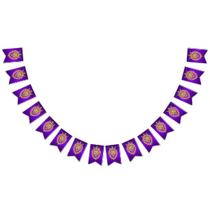 Bannière À Fanions Lion Avec Couronne - Style Or 3