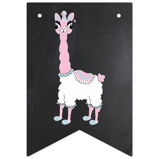 Bannière À Fanions Llama Pyjama Filles Roses Dormir Fête (Premier drapeau)