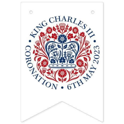 Bannière À Fanions Logo du couronnement King Charles III (Deuxième drapeau)