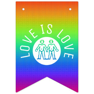 Bannière À Fanions Love is Love Typography Gay pride LGBT Rainbow