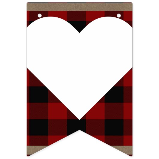 Bannière À Fanions M. & Mme Red Black Buffalo Plaid Mariage (Troisième drapeau)
