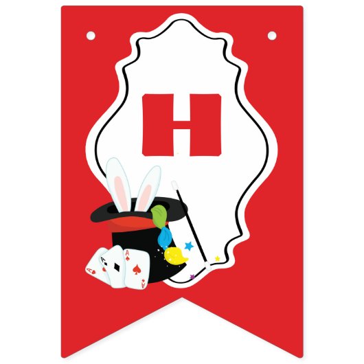 Bannière À Fanions Magicien, Magic Show Joyeux Anniversaire Bannière, (Deuxième drapeau)