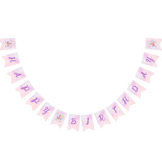 Bannière À Fanions Magique Unicorn Rainbow rose Anniversaire