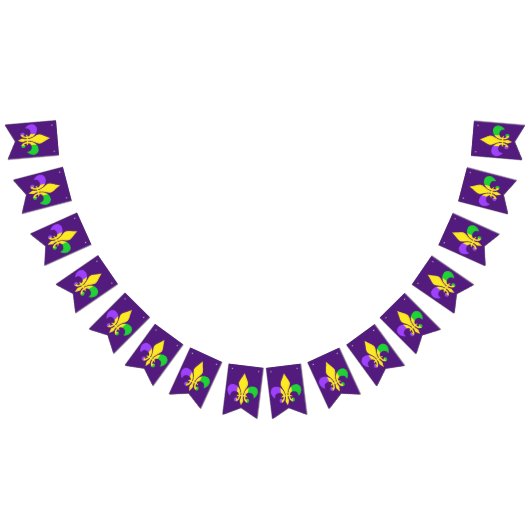 Bannière À Fanions Mardi gras vert Yellow Purple Fleur-de-lis (Tout)