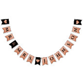 Bannière À Fanions Mariage Black Rose Gold Coeur M. & Mme Nom (Tout)