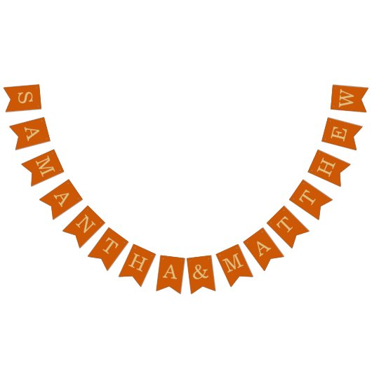 Bannière À Fanions Mariage Burnt Orange Simple Marié & Groom (Tout)