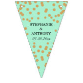 Bannière À Fanions Mariage Confetti Mint et Or (Deuxième drapeau)