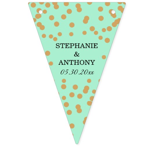 Bannière À Fanions Mariage Confetti Mint et Or (Deuxième drapeau)