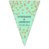 Bannière À Fanions Mariage Confetti Mint et Or (Premier drapeau)