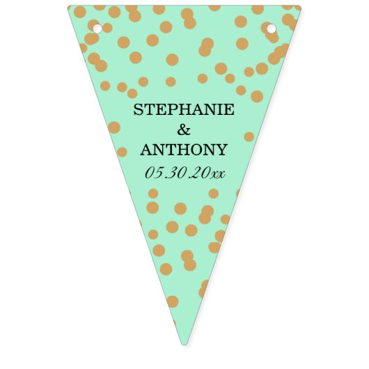 Bannière À Fanions Mariage Confetti Mint et Or (Seizième drapeau)