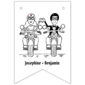 Bannière À Fanions Mariage Couple Biker personnalisé (Troisième drapeau)