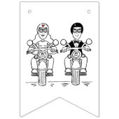 Bannière À Fanions Mariage Couple Biker personnalisé (Troisième drapeau)