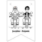 Bannière À Fanions Mariage Couple Biker personnalisé (Premier drapeau)