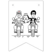 Bannière À Fanions Mariage Couple Biker personnalisé (Troisième drapeau)