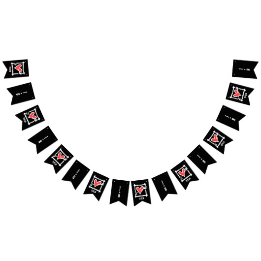 Bannière À Fanions Mariage de coeur d'amour personnalisé (Tout)