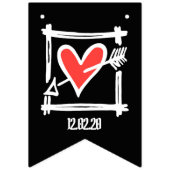 Bannière À Fanions Mariage de coeur d'amour personnalisé (Troisième drapeau)