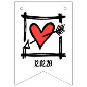 Bannière À Fanions Mariage de coeur d'amour personnalisé (Troisième drapeau)