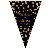 Bannière À Fanions Mariage de Confetti en or et noir (Deuxième drapeau)