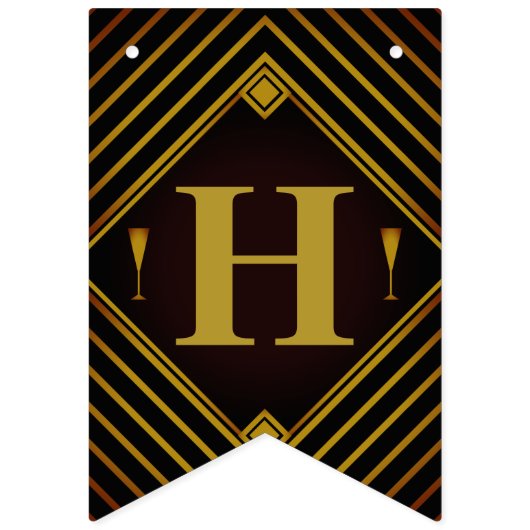 Bannière À Fanions Mariage de Gatsby Gold 2020 (Deuxième drapeau)