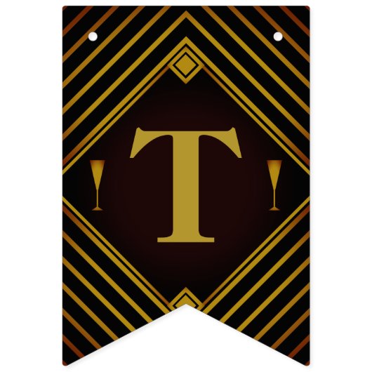 Bannière À Fanions Mariage de Gatsby Gold 2020 (Premier drapeau)