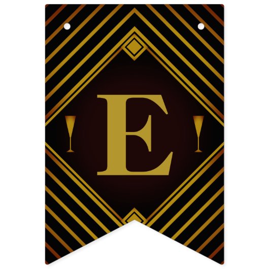 Bannière À Fanions Mariage de Gatsby Gold 2020 (Troisième drapeau)