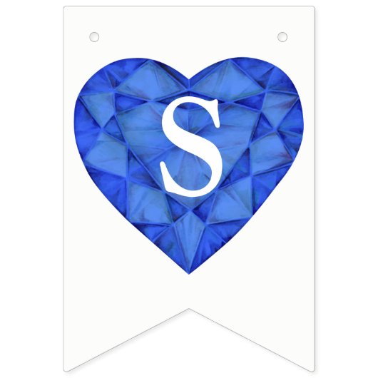 Bannière À Fanions Mariage du coeur saphir bleu 45e anniversaire (Premier drapeau)