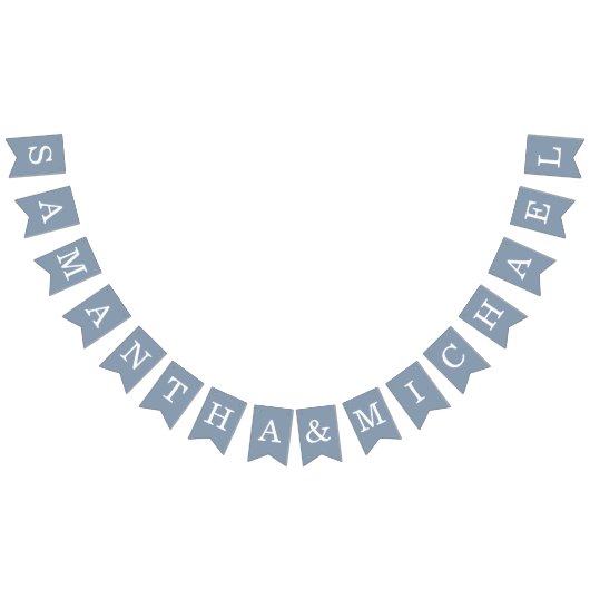 Bannière À Fanions Mariage Dusty Blue Bride & Groom Noms simples (Tout)