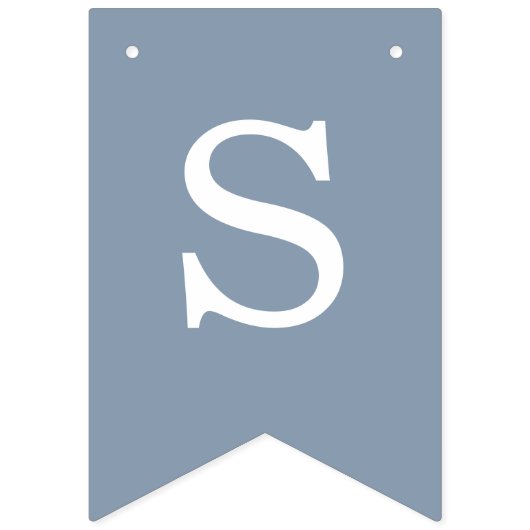 Bannière À Fanions Mariage Dusty Blue Bride & Groom Noms simples (Premier drapeau)