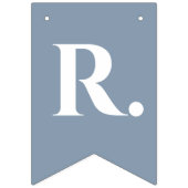 Bannière À Fanions Mariage Dusty Blue M. & Mme 8 Lettre Nom simple (Troisième drapeau)