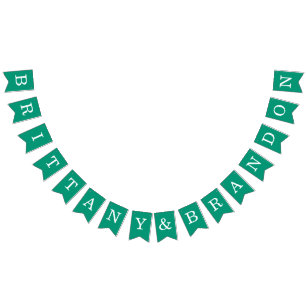 Bannière À Fanions Mariage Emerald Green Noms de mariée simple et de 