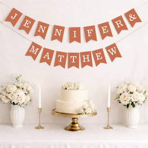 Bannière À Fanions Mariage en terre cuite noms des mariés simple marr