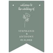 Bannière À Fanions Mariage Fleur sauvage Sage Green (Premier drapeau)