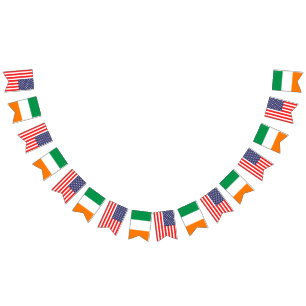Bannière À Fanions Mariage international américain et irlandais