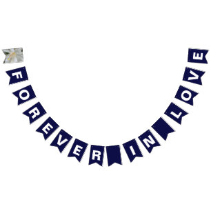 Bannière À Fanions Mariage Navy Blue Forever in Love