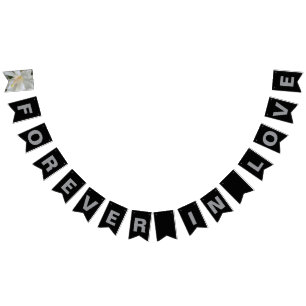 Bannière À Fanions Mariage Noir et Gris Pour Toujours Amoureux