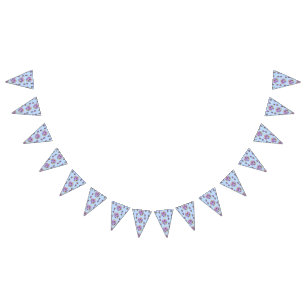 Bannière À Fanions Mariage Shabby Blue Pastel Fleurs Floral Party