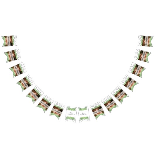 Bannière À Fanions Mariage tropical Green Palm Feuille Photo blanche (Tout)