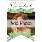 Bannière À Fanions Mariage tropical Green Palm Feuille Photo blanche (Deuxième drapeau)