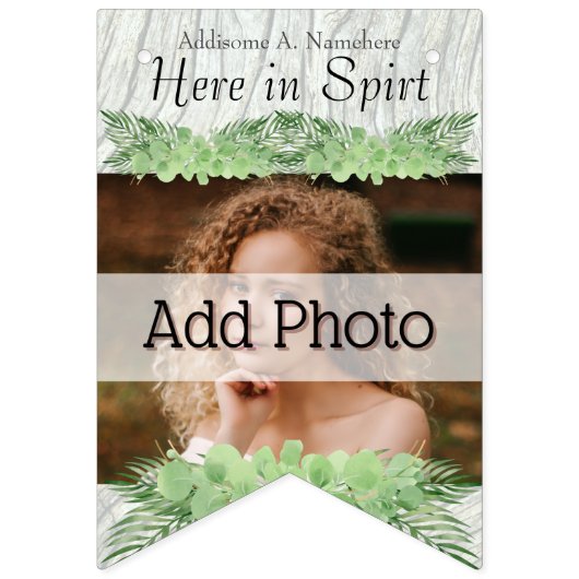 Bannière À Fanions Mariage tropical Green Palm Feuilles Ajouter des p (Deuxième drapeau)